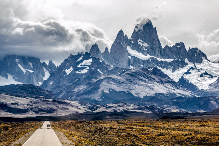 El Chalten mountain with hiking trails