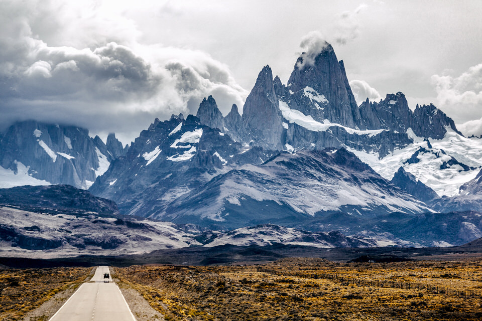 El Chalten mountain with hiking trails