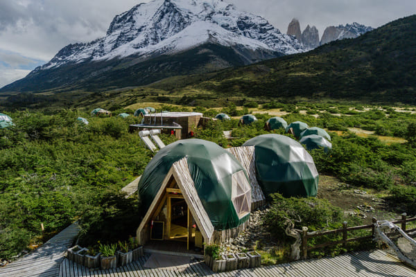 Ecocamp, sustainable camping site in Patagonia.
