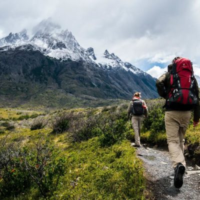 Couple hiking in patagonia