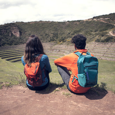 couple looking at landscape in peru