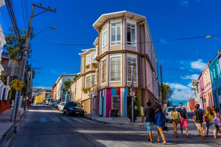 valparaiso-port-city View of colorful Valparaiso street, Chile