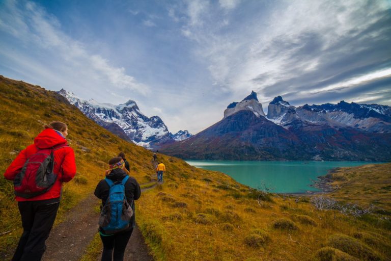 Two hikers in torres del paine national park