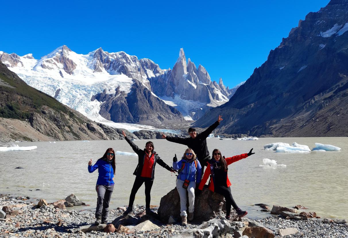 Say Hueque hikers at Laguna Torre