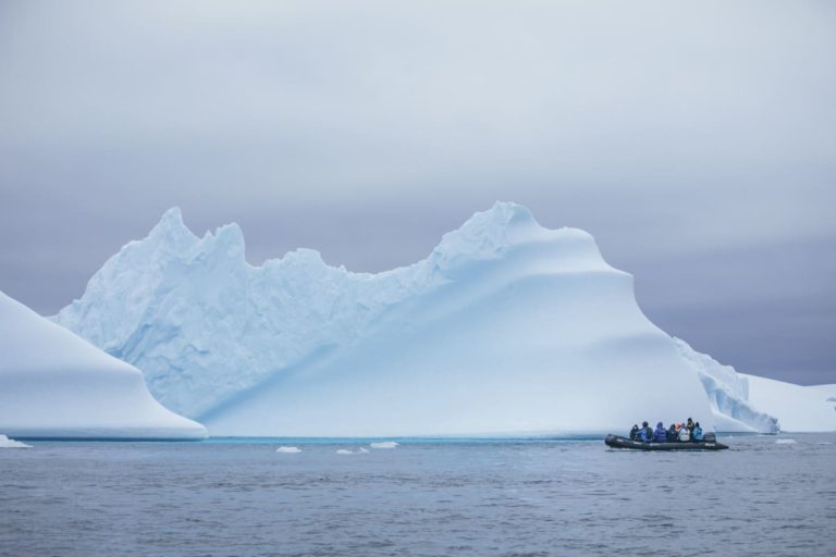 Glacier in Antarctica zodiac expedition.
