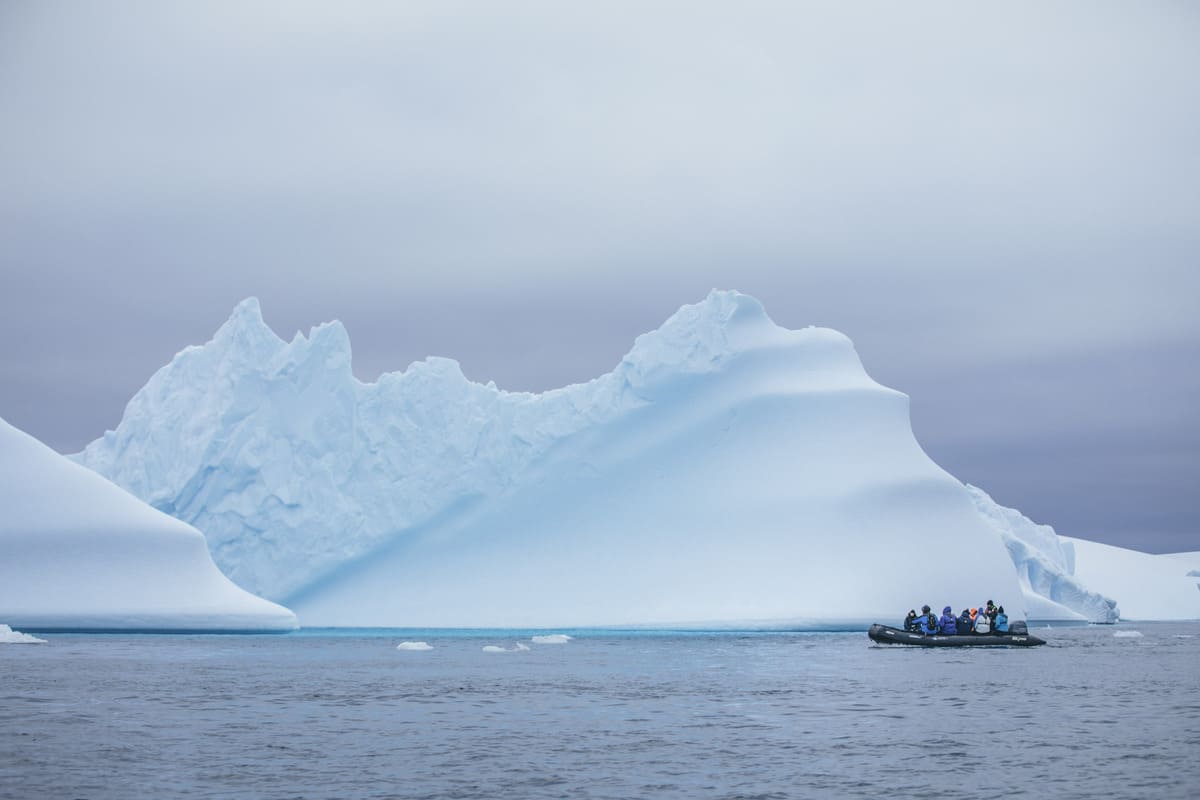 Glacier in Antarctica zodiac expedition.