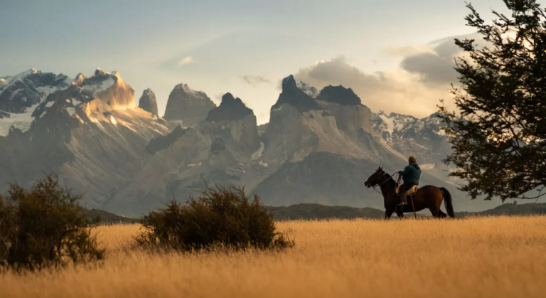 Man riding a horse in Chile.