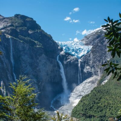 A view of Queulat Glacier in Carretera Austral.