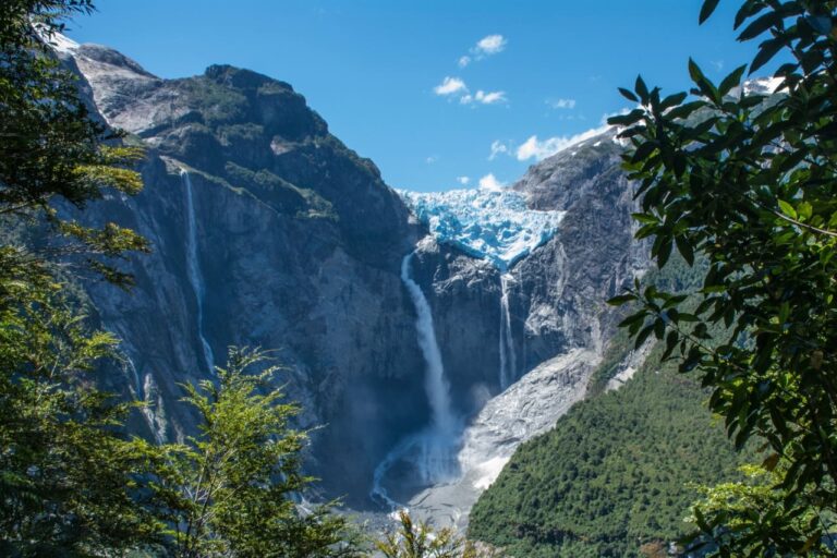 A view of Queulat Glacier in Carretera Austral.