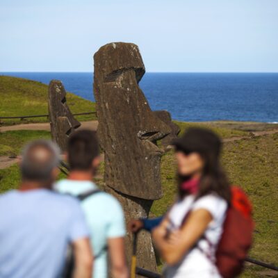 Hike Rano Kau people hiking in rano kau easter island