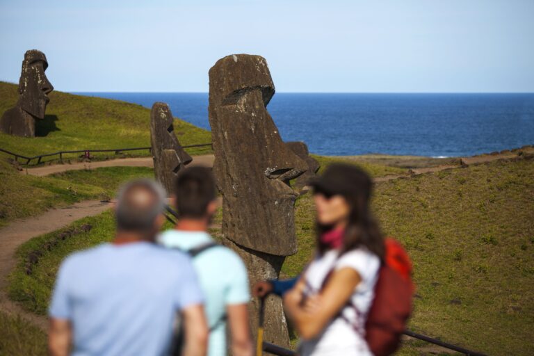 Hike Rano Kau people hiking in rano kau easter island