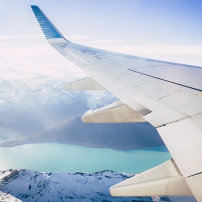 Airplane flying through the Drake Passage.
