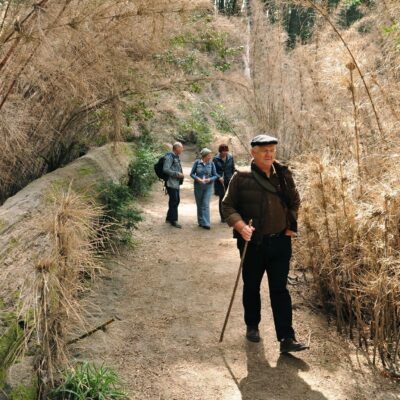 Old people in history and nature walking tour in bariloche 